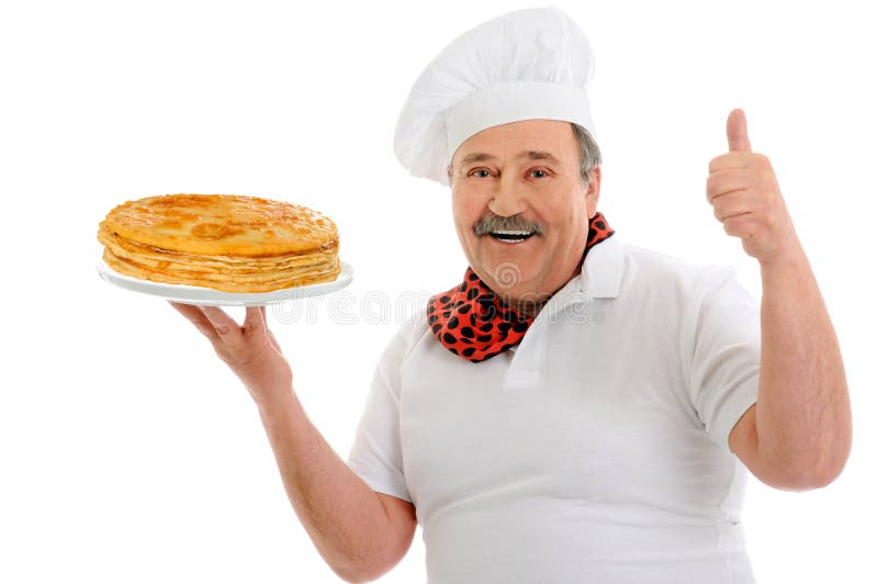 Chef with pancakes stock photo. Image of butter, appetite - 29543666
