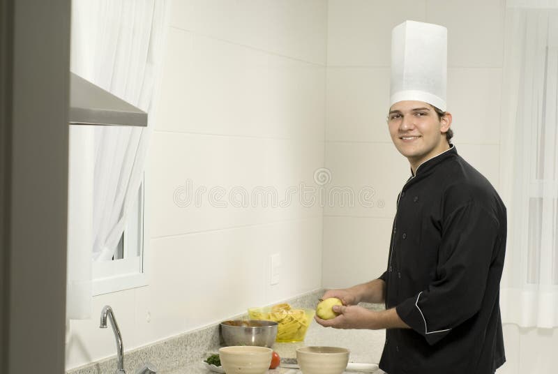 Chef Peeling Potatoes