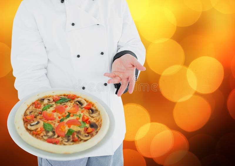 Chef Pizza Against Blurry Orange Background Stock Photos - Free ...