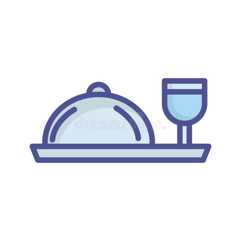 Chef platter with drink Vector icon which can easily modify or edit royalty free illustration