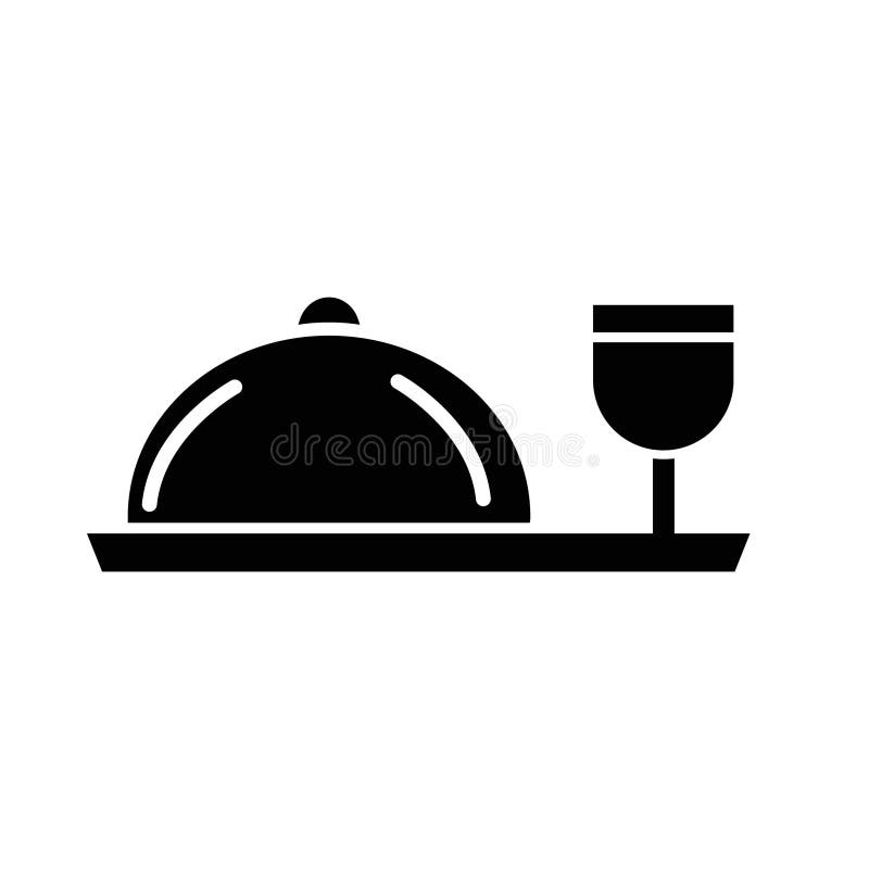 Chef platter with drink Vector icon which can easily modify or edit stock illustration