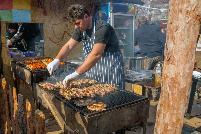 Chef Prepare Barbeque Outdoors Editorial Photography Image of prepare