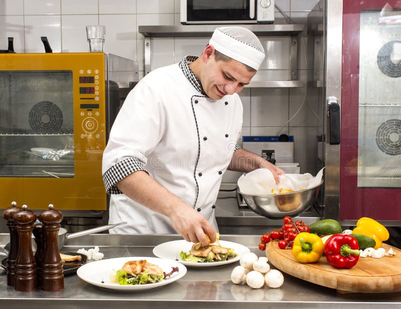 Chef cleaning kitchen stock image. Image of aged, concentrate - 14985191