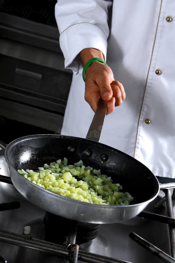 Chef preparing onion