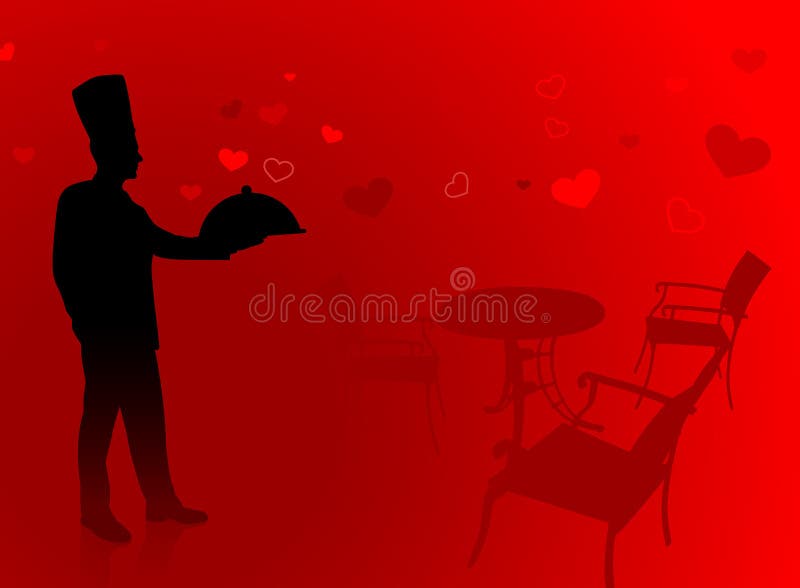 Chef on romantic date background