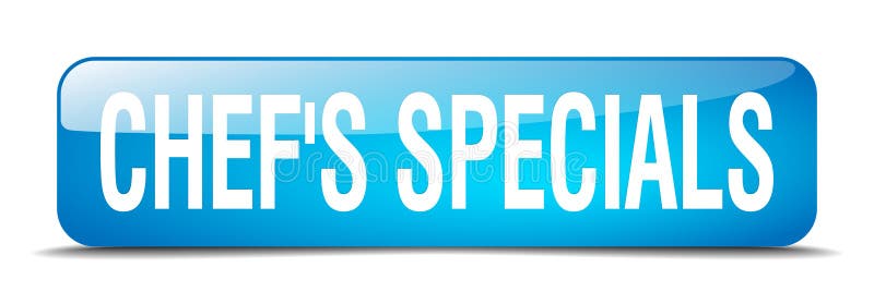 Chef`s specials blue square realistic isolated web button royalty free illustration