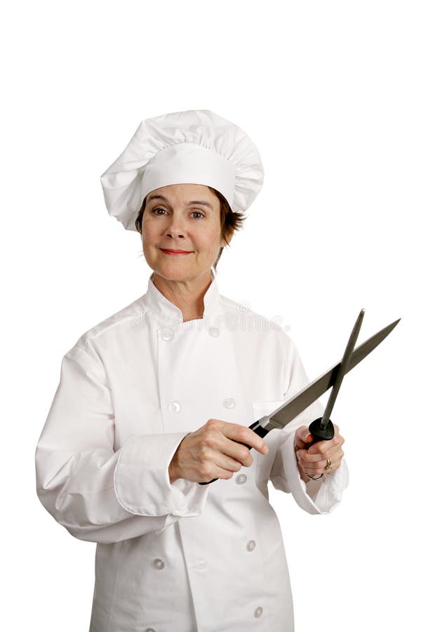 Happy Chef Sharpening Knife Stock Image Image of pretty, occupation 2641465