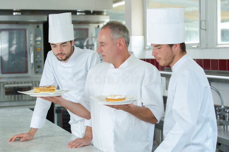 Chef showing the dessert stock image. Image of pastry 128021337