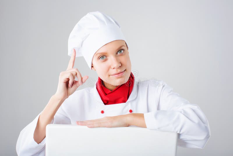 Chef with Sign stock photo. Image of chefs, girl, blank - 751816
