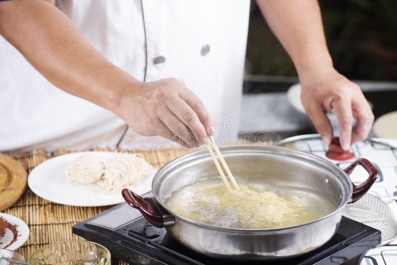 Chef Stir Noodle in the Pot Stock Photo Image of focus, cook 56937544