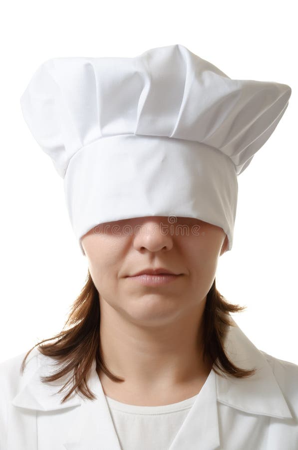 Chef woman hiding her eyes royalty free stock photography