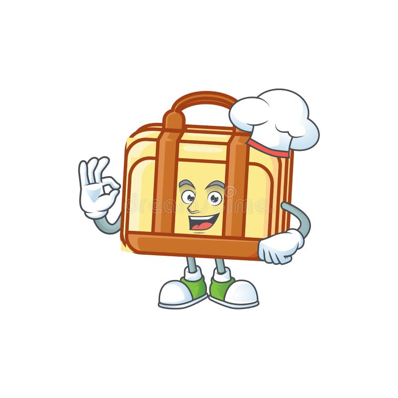 Chef work suitcase cartoon for equipment office. vector illustration