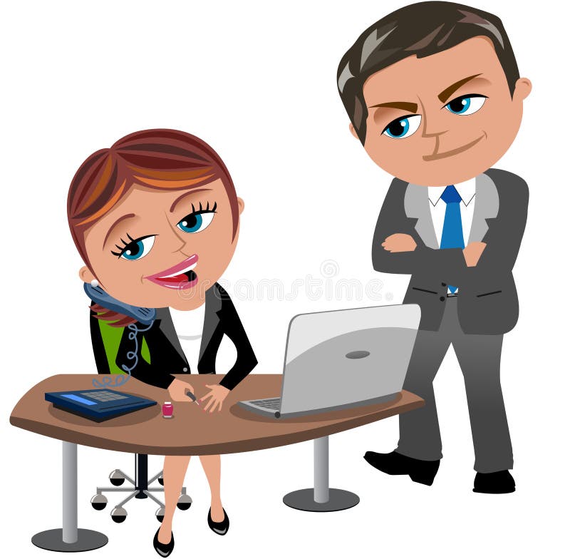 Chefe Caughts Employee que não trabalha ilustração do vetor Chefe Caughts Employee que não trabalha ilustração do vetor