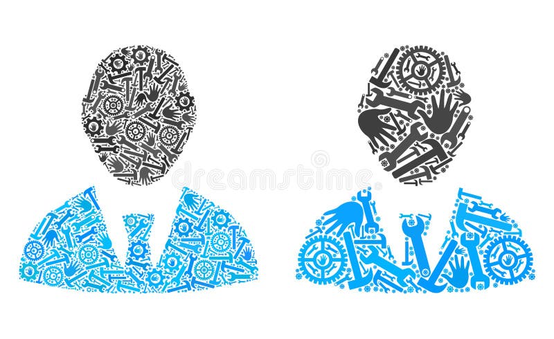 Chefe Icons da colagem de ferramentas do reparo ilustração do vetor Chefe Icons da colagem de ferramentas do reparo ilustração do vetor