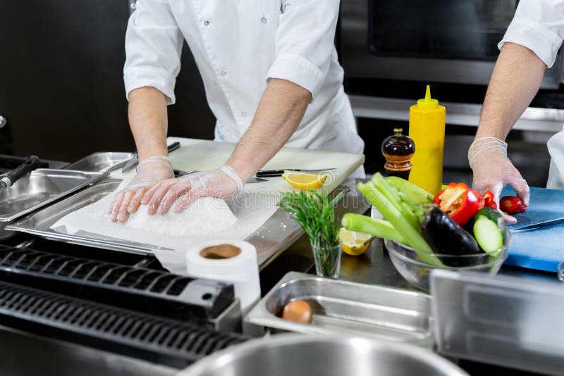 Chefs Prepare Meals in the Kitchen. Stock Image Image of adult, fine 263254309