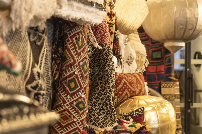 CHELSEA MARKET, NEW YORK CITY, USA - 16 MAY 2018: Exotic textile shop in Chelsea Market