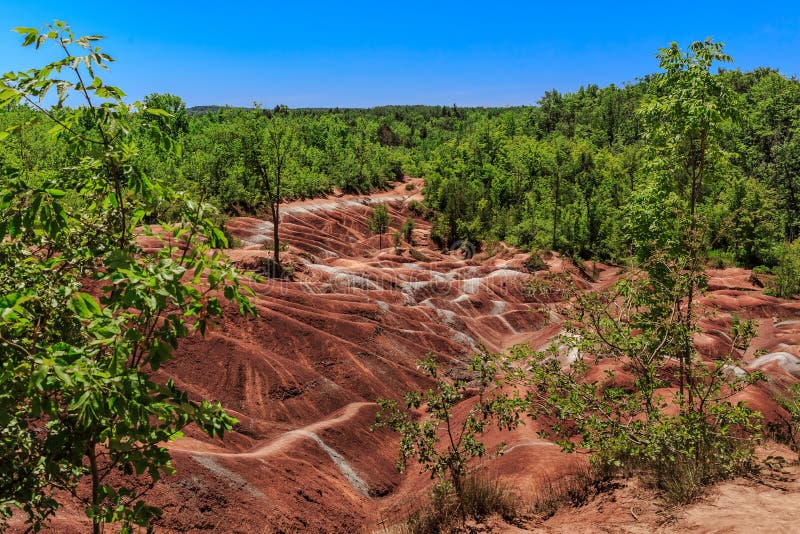 Cheltenham Badlands background is a small example of badlands formation in Caledon. On.