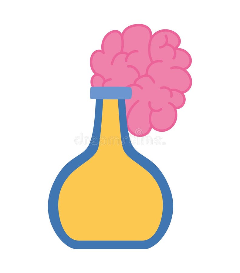 Chemical bottle with brain stock vector. Illustration of isolated