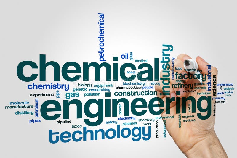 Chemical engineering word cloud concept on grey background
