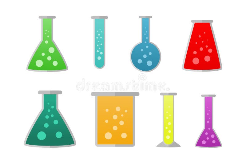 Chemical Flasks Different Liquid Colors Stock Illustrations 23