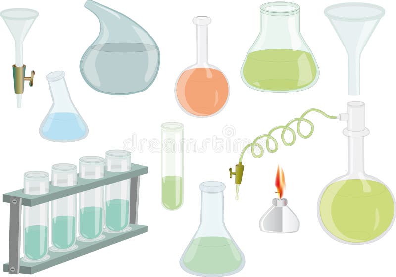 Chemical flasks for explore stock illustration