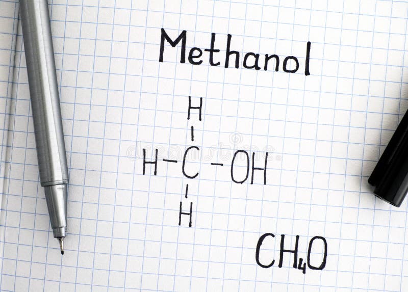 Chemical Formula of Methanol with Black Pen. Stock Photo Image of