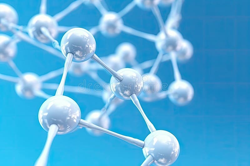 Chemical Formula Molecules on Blue Background , AI Generated Stock