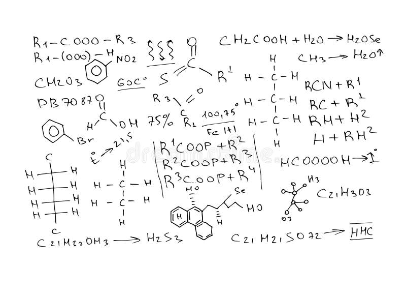 Chemical Formulas and Expressions. Vector Scientific Background
