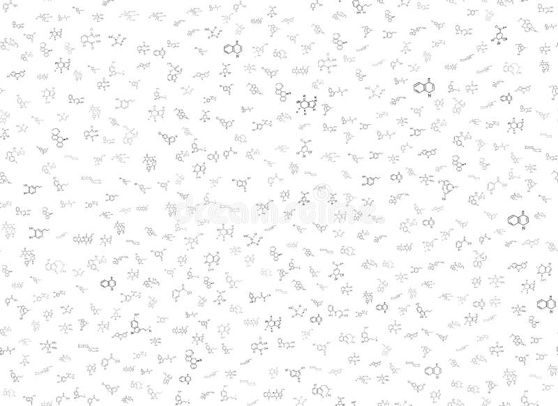 Chemical formulas. scientific, educational background on white. hand drawn.. stock illustration