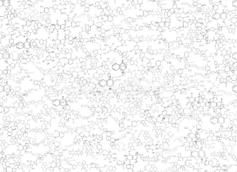 Chemical formulas. scientific, educational background on white. hand drawn.. royalty free illustration