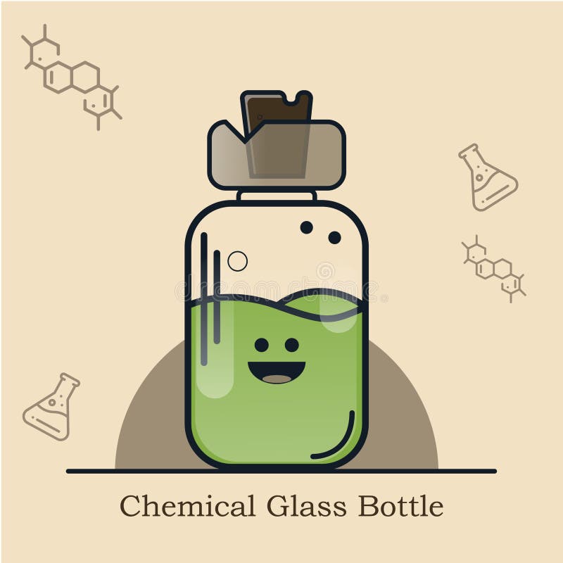 Chemical Glass Bottle Flat Design Stock Vector Illustration of