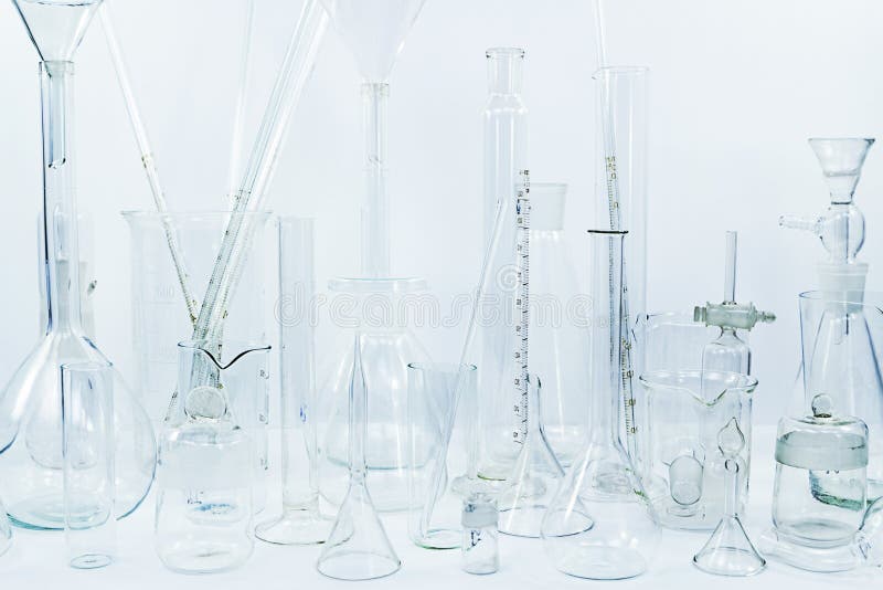 Glass Labware, Test Tubes, Graduated Cylinder, Petri Dishes Stock