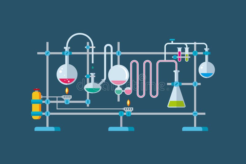 Chemical Laboratory Equipment Objects with a vector illustration