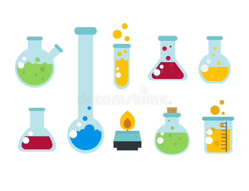 Chemical laboratory flask glassware tube liquid biotechnology analysis and medical scientific equipment chemistry lab