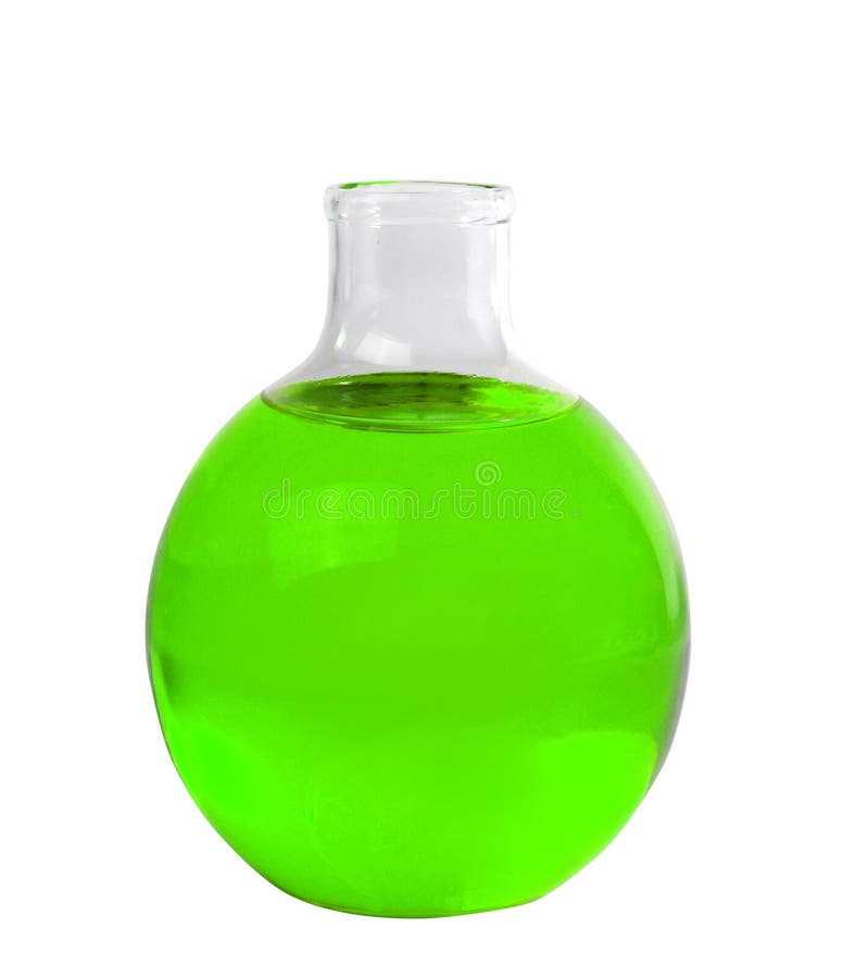 Chemical Laboratory Flask With Green Liquid Stock Image Image of