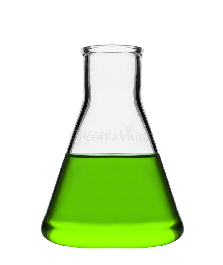 Chemical Laboratory Flask with Green Liquid Stock Image Image of