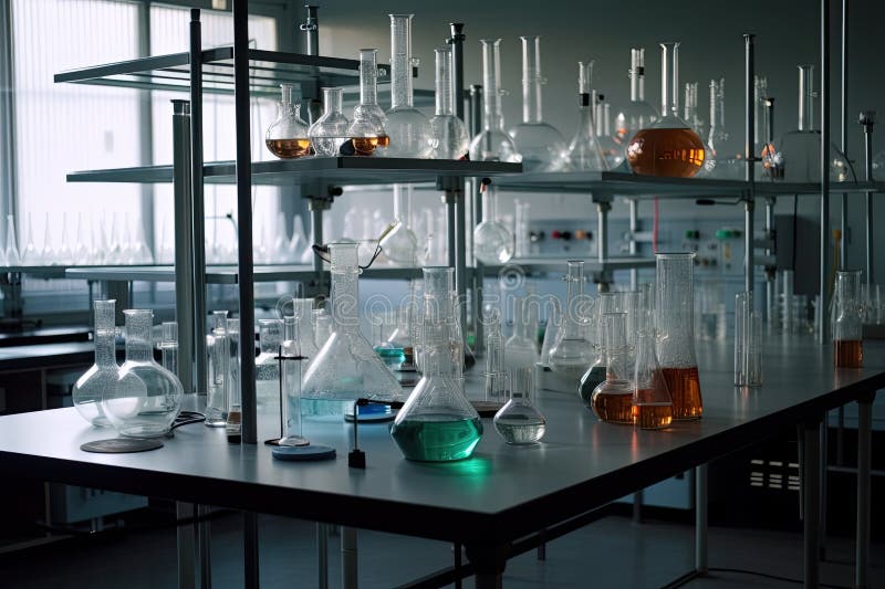 Chemical Laboratory, with Specialized Equipment and Glassware for