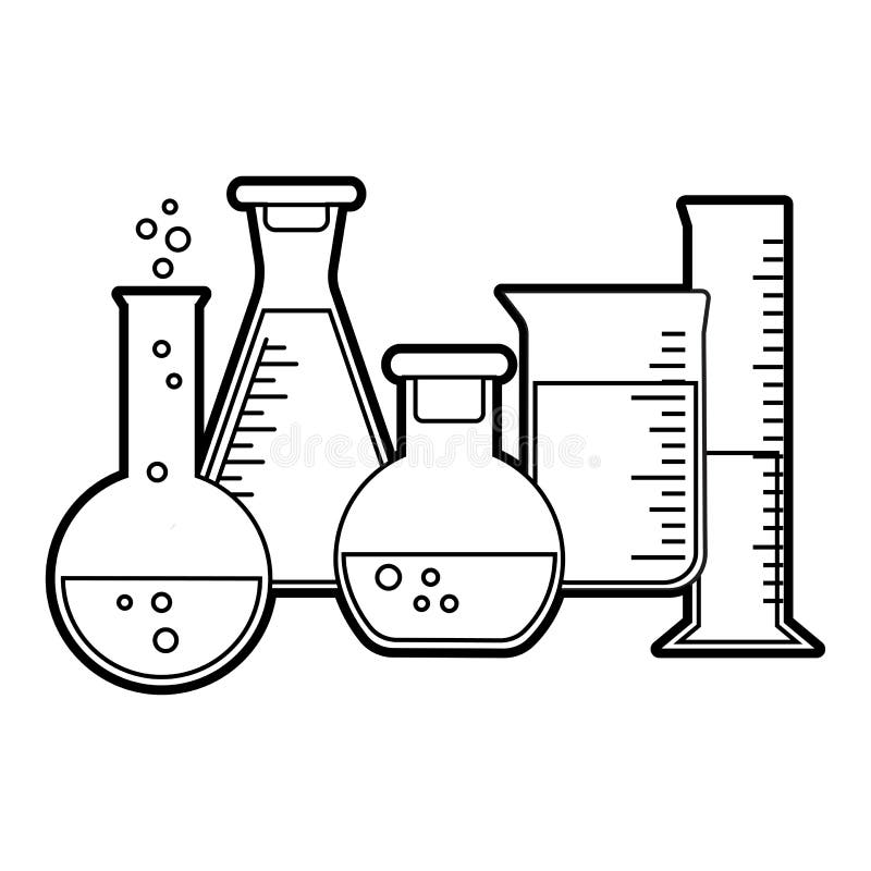 Chemical Vessels, Outline Design. Vector Illustration Stock ...