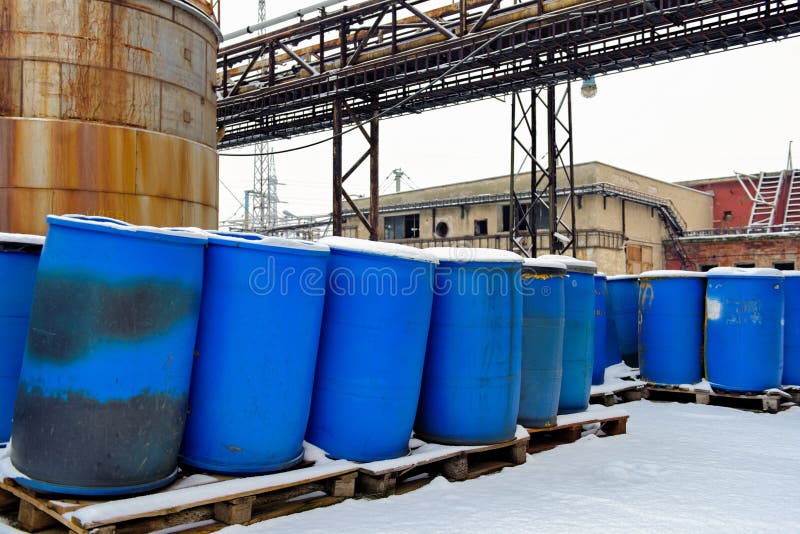 Chemical Waste Dump with a Lot of Barrels Stock Photo Image of