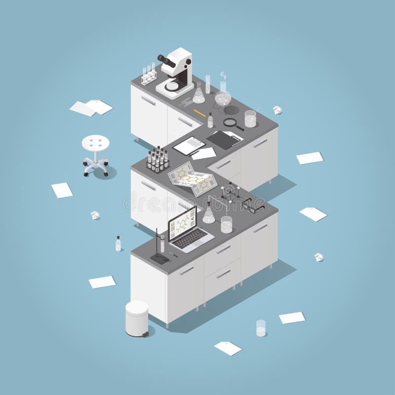 Chemiczna laborancka isometric ilustracja ilustracja wektor Chemiczna laborancka isometric ilustracja ilustracja wektor