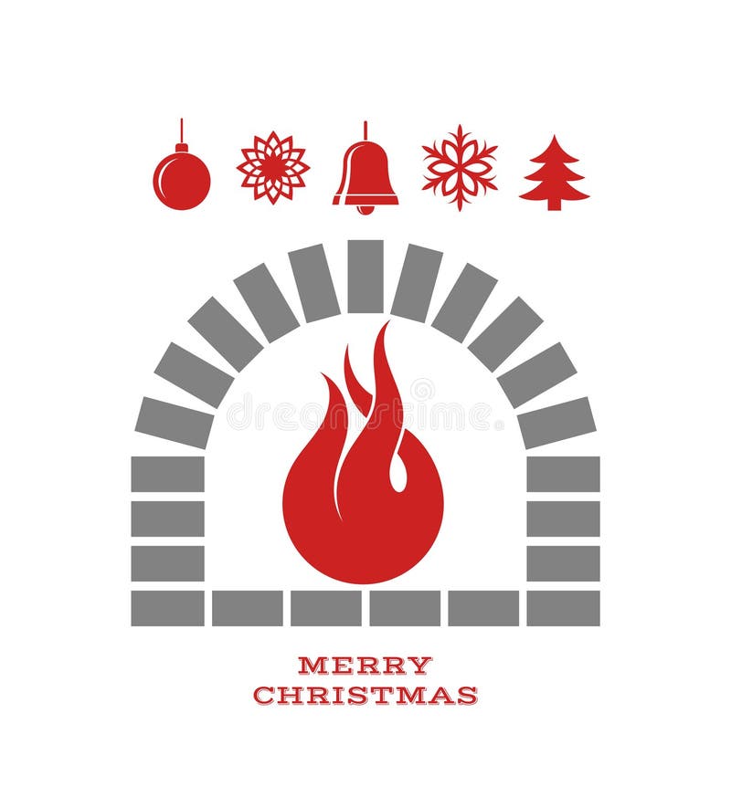 Cheminée de Noël avec le feu illustration stock Cheminée de Noël avec le feu illustration stock