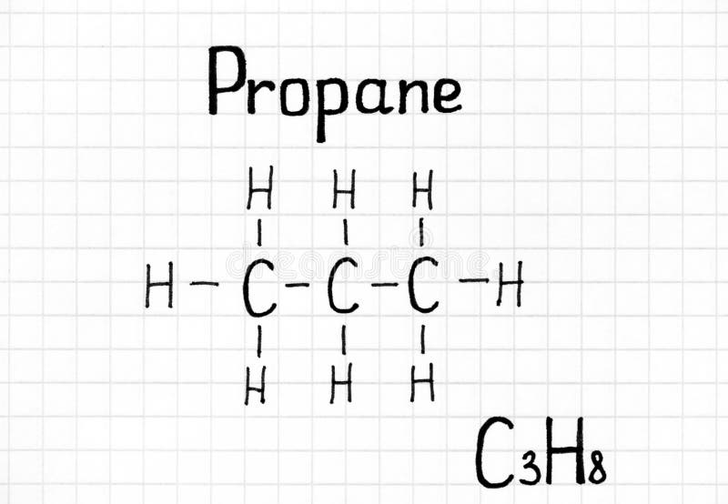 Chemische Formel der Handschrift des Propans lizenzfreies stockbild Chemische Formel der Handschrift des Propans lizenzfreies stockbild