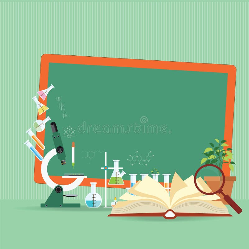 Chemische Laborwissenschaftslektion mit offenem Buch und Mikroskop vektor abbildung Chemische Laborwissenschaftslektion mit offenem Buch und Mikroskop vektor abbildung