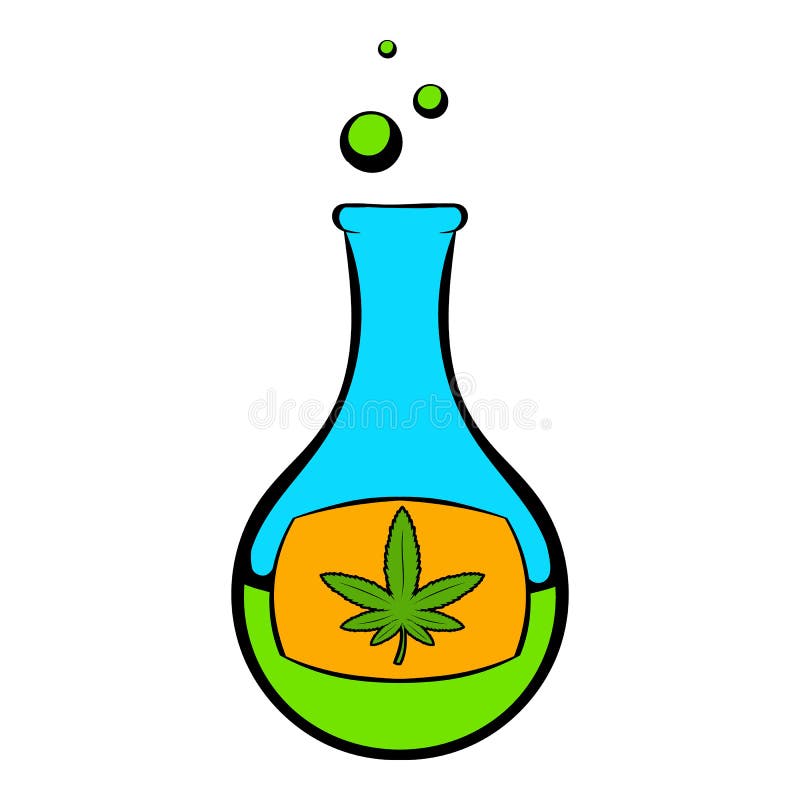 Chemische reageerbuis met het pictogram van het marihuanablad stock illustratie Chemische reageerbuis met het pictogram van het marihuanablad stock illustratie