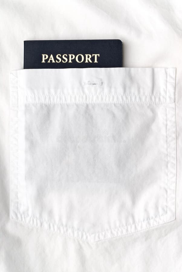 A white shirt with a passport in the pocket. A white shirt with a passport in the pocket