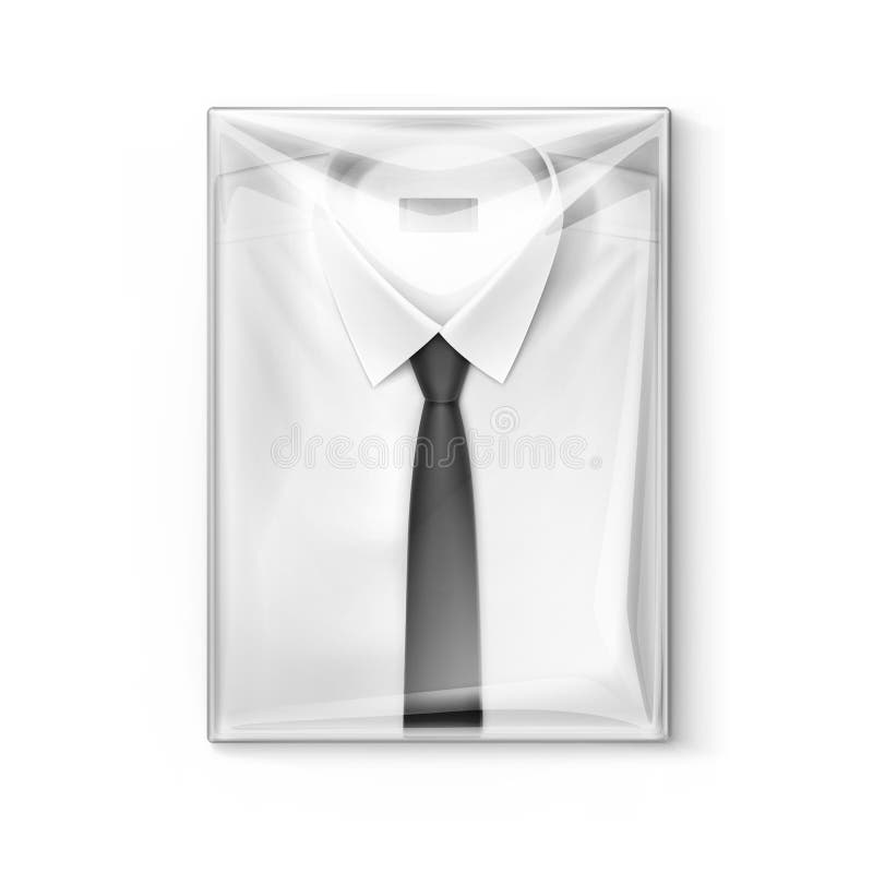Chemise classique blanche d'hommes avec le lien dans la boîte transparente d'emballage illustration de vecteur