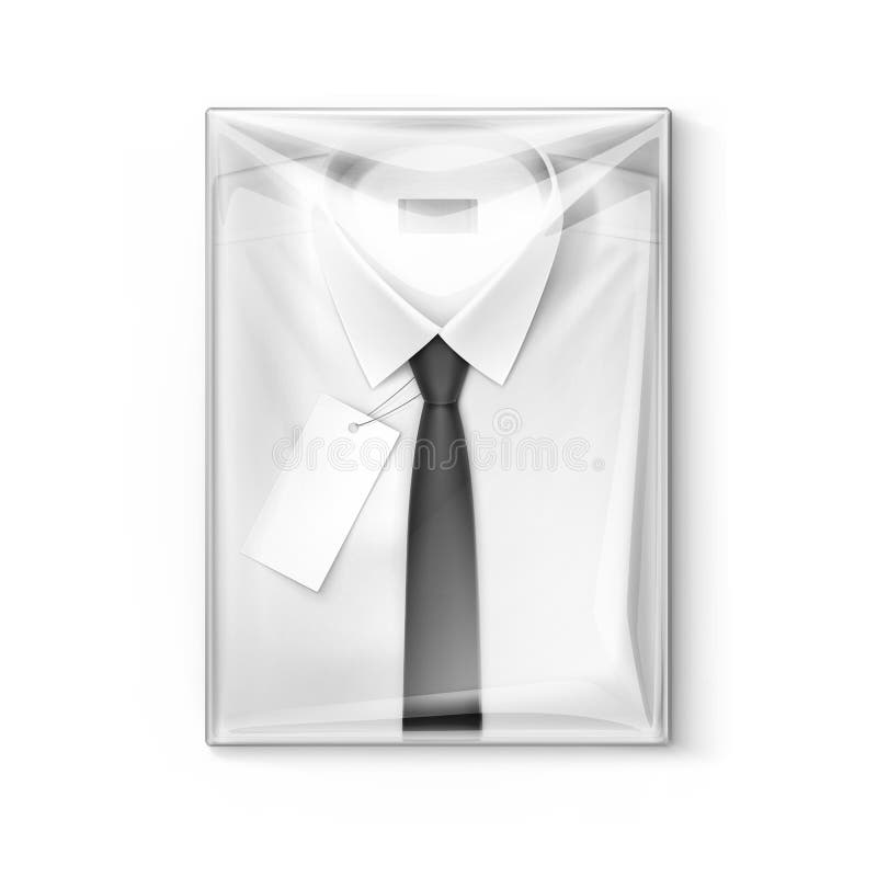 Chemise classique blanche d'hommes avec le lien dans la boîte transparente d'emballage illustration libre de droits