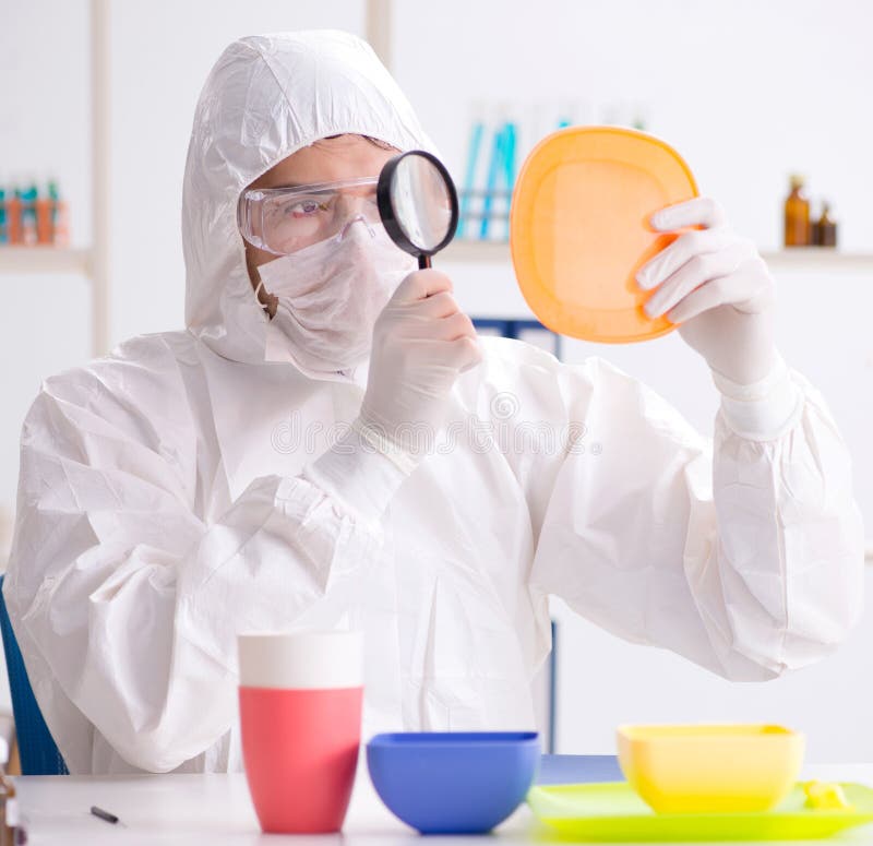 Chemist Checking and Testing Plastic Dishes Stock Image Image of harm