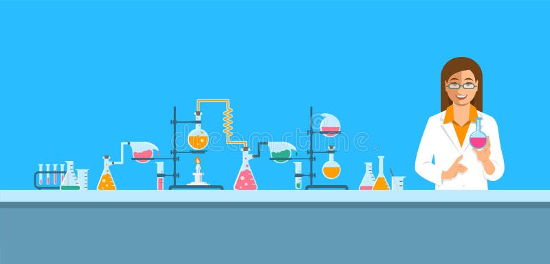 Chemist in chemical laboratory vector background