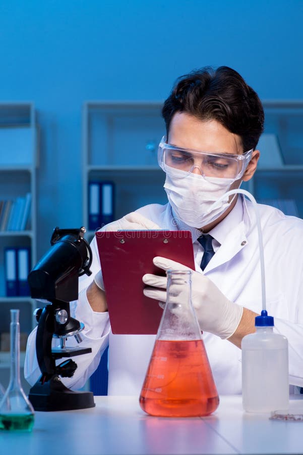 The Chemistry Assistant Working in the Chemical Lab Stock Photo Image